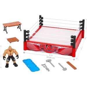 Mattel WWE Knuckle Crunchers Rebound Ring with Brock Lesnar Figure Wrestling